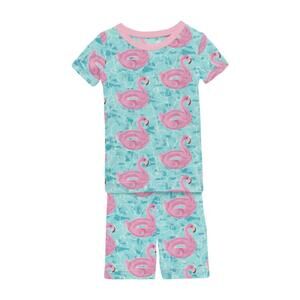 NEW KICKEE kid's short sleeve pajama set with shorts in pool party